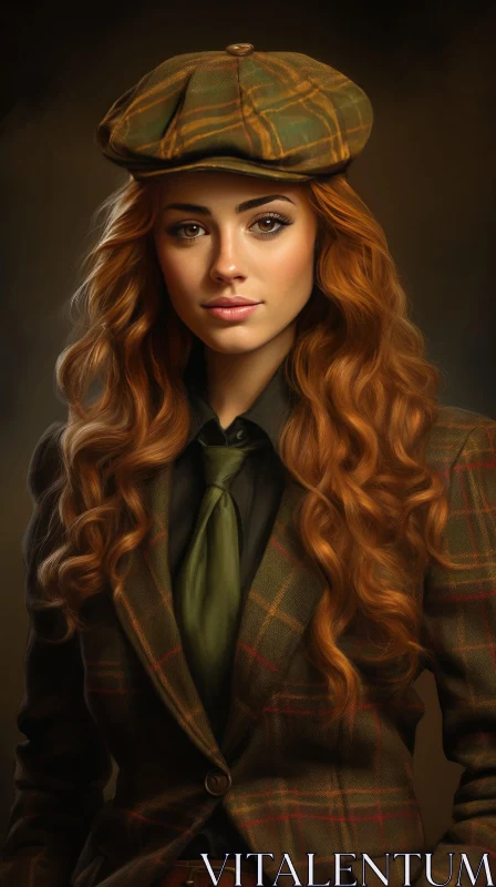 Charming Woman Portrait in Brown Suit | Close-Up Shot AI Image