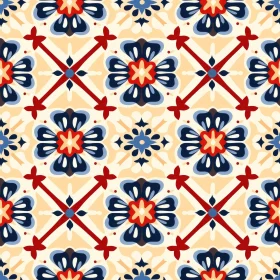 Colorful Floral Tile Pattern - Traditional Design
