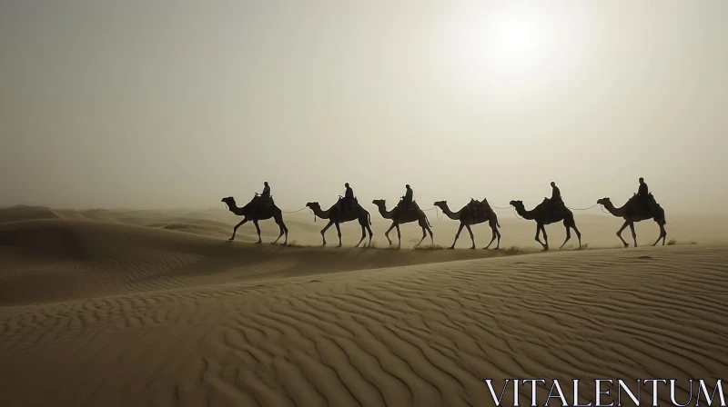 Desert Adventure: Traditional Arab Attire and Majestic Camel Rides AI Image