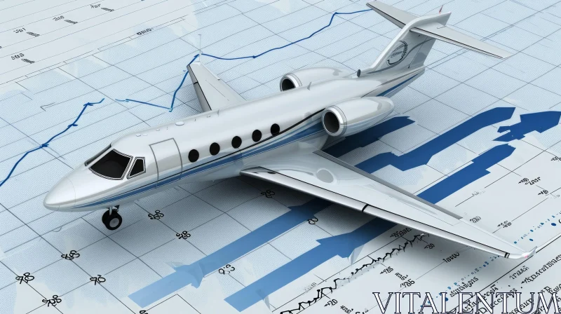Elegance Takes Flight: Private Jet on Runway with Financial Graph AI Image
