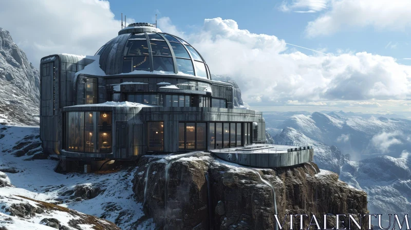 Futuristic House on Cliff | Metal and Glass Architecture AI Image