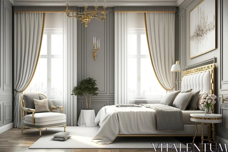 Luxurious Master Bedroom with Gold Accents | Elegant Interior Design AI Image