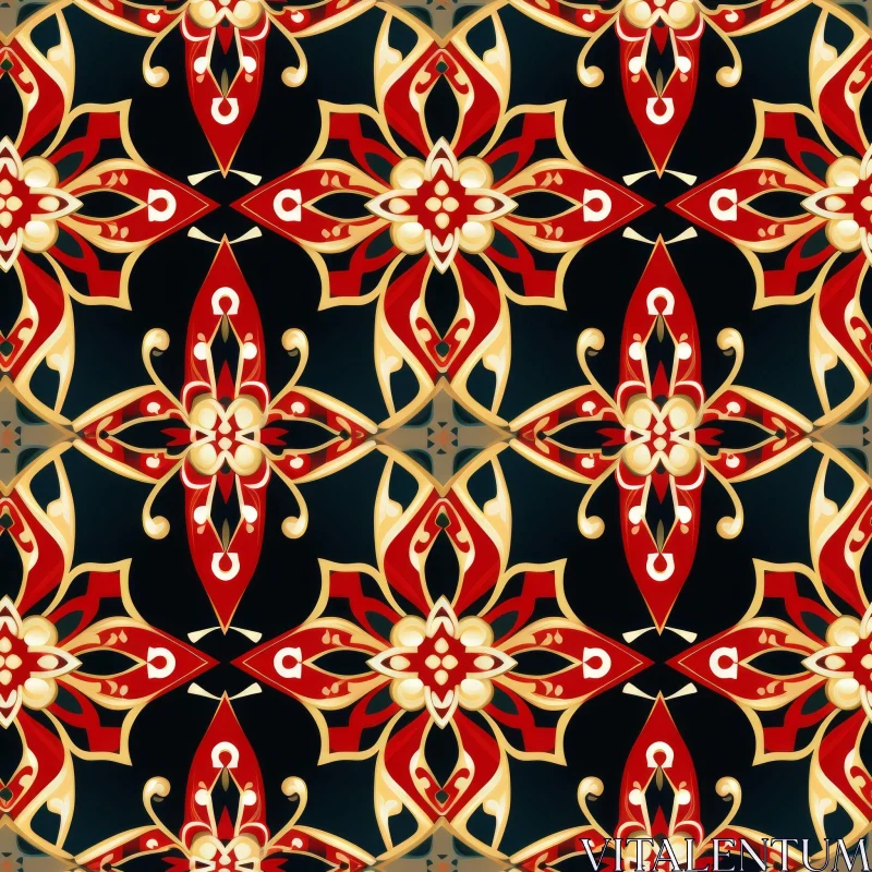 AI ART Moroccan-Inspired Quatrefoil Pattern on Black Background