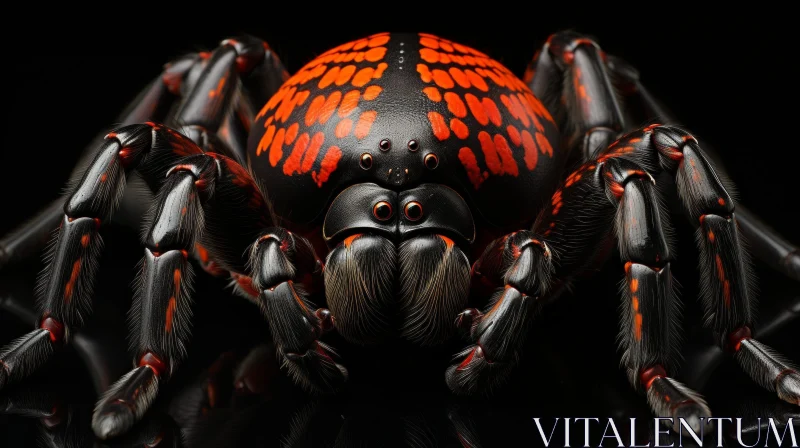 AI ART Red and Black Spider Close-Up