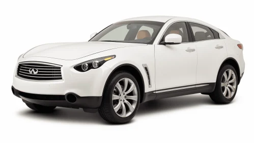 White Infiniti SUV Artwork: Realistic Figures and Rich Color Contrasts