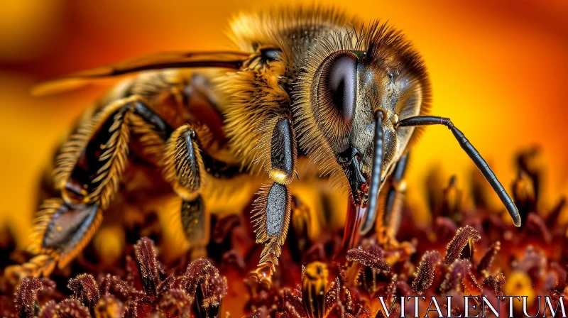 AI ART Bee on Flower Pollen Collection
