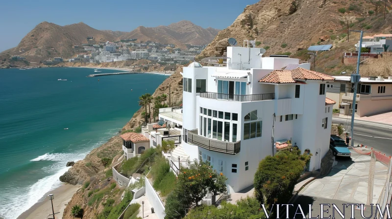 Captivating House on Cliff Overlooking the Ocean AI Image
