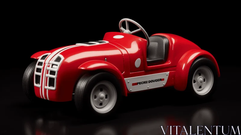 Captivating Red Toy Car Racing on Black Background | Nostalgic and Lifelike Renderings AI Image