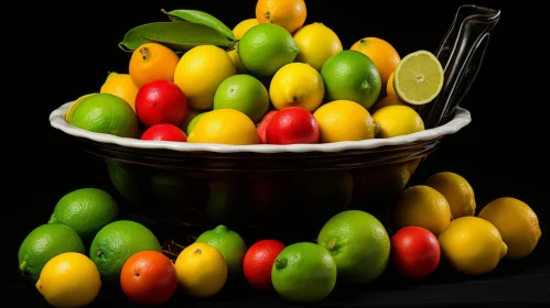 Citrus Fruits Still Life Bowl - High-Resolution Image