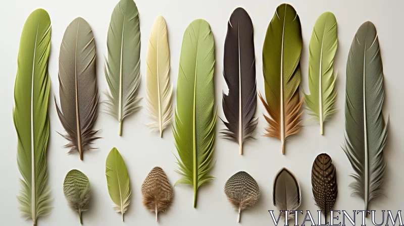 Colorful Feather Collection on White Background AI Image