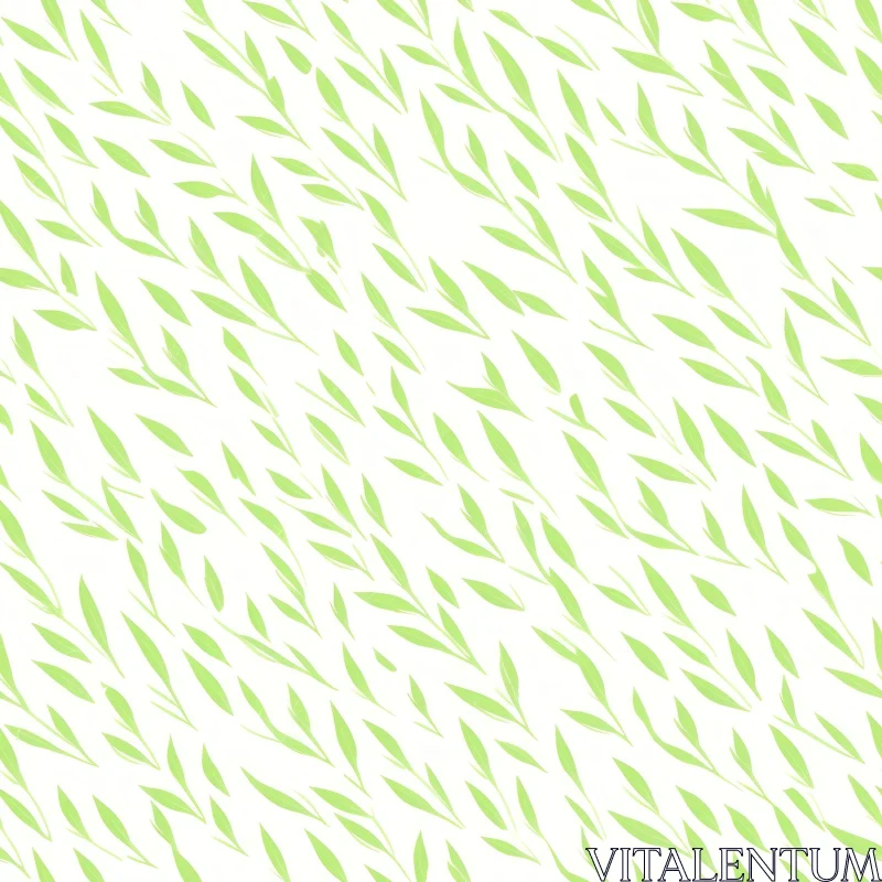 AI ART Green Leaves Seamless Pattern on White Background