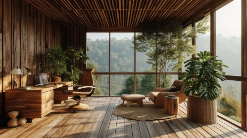Serenity and Elegance: Modern Wooden House with Panoramic Forest View