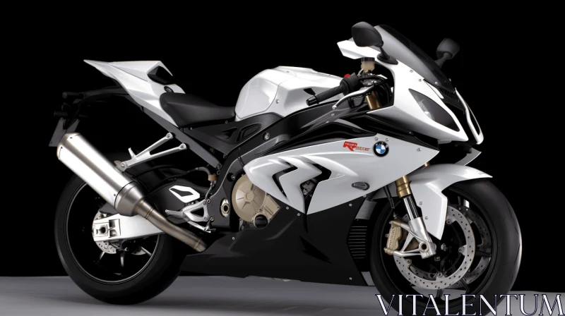 AI ART White Motorcycle on Dark Background - Elegant and Precise
