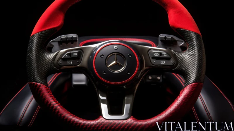 Luxurious Mercedes-Benz Steering Wheel with Carbon Fiber and Buttons AI Image