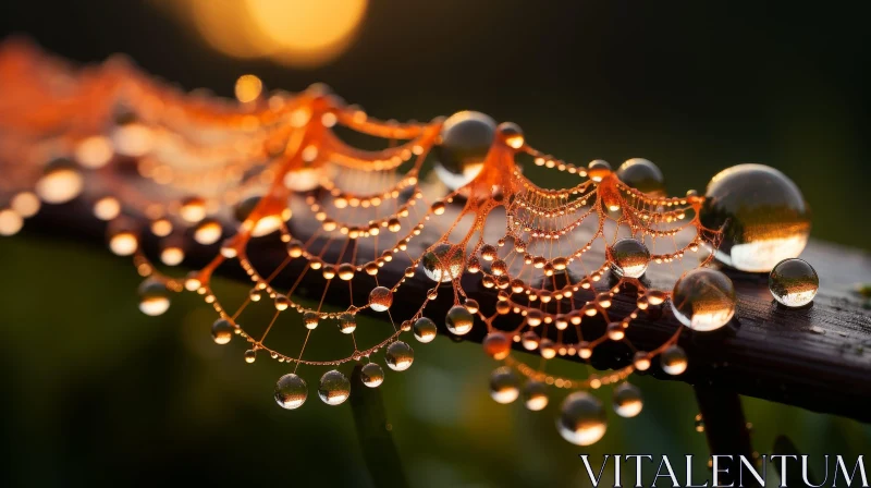 Morning Dew Spider Web Close-Up AI Image