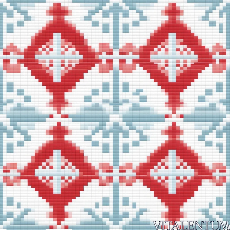 Red and Blue Diamond Seamless Pattern on White Background AI Image