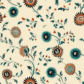 Vintage Floral Pattern on Yellow Background