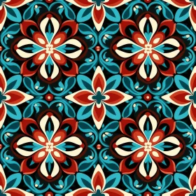 Colorful Floral Tiles Pattern - Seamless Design