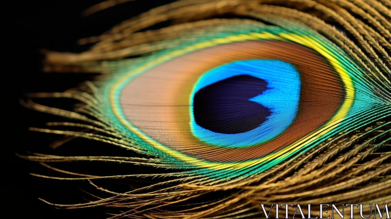 Iridescent Peacock Feather Close-Up AI Image