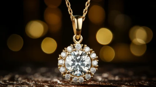 Luxurious Gold Pendant with Round Diamond - Studio Elegance