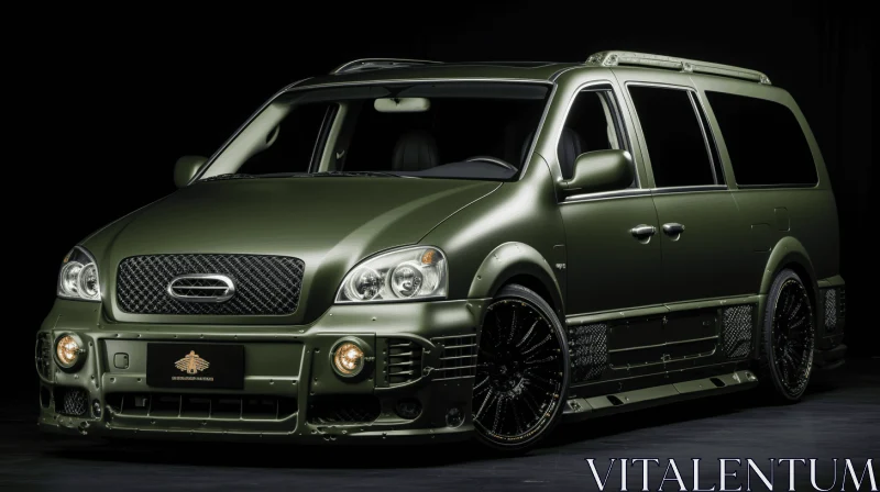 Luxurious Green Van with Black Wheels and Tires | Eastern-Western Fusion AI Image