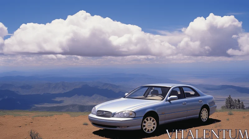 Majestic Mountains: A Captivating Car Composition AI Image