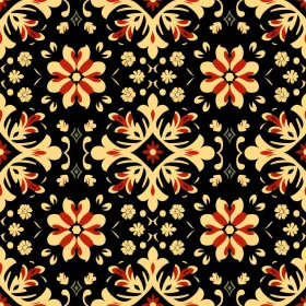 Moroccan Floral Seamless Pattern on Black Background