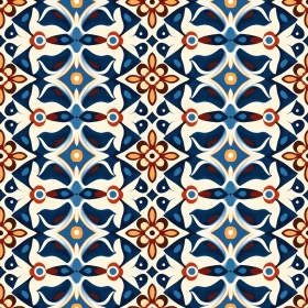 Moroccan Tilework Pattern - Geometric Design in Blue and White