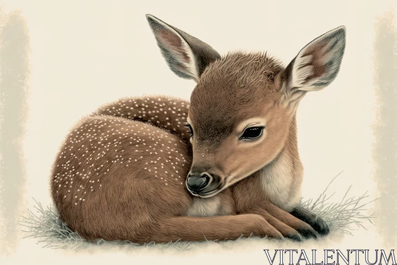 Peaceful Drawing of a Young Deer Resting - Delicate Details | 8k Resolution AI Image
