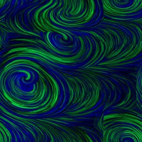 Blue Abstract Painting with Energetic Swirls