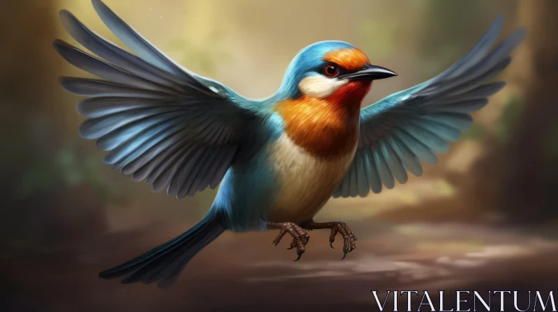 Colorful Bird Painting with Spread Wings AI Image
