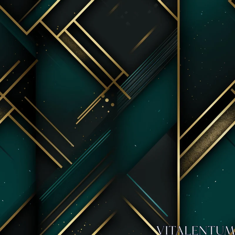Luxurious Green and Gold Geometric Background AI Image