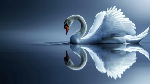 Majestic Swan Reflection in Water