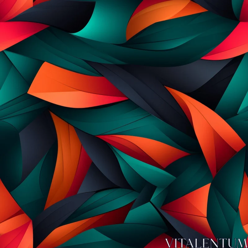 Teal, Orange, Black Abstract Curved Shapes AI Image