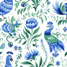 Blue and Green Floral Pattern