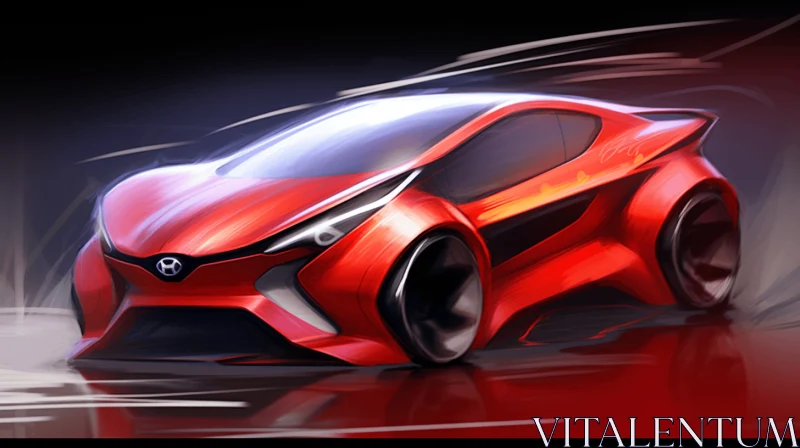 Futuristic Red Car Design | Dynamic Energy Flow | Digital Illustration AI Image