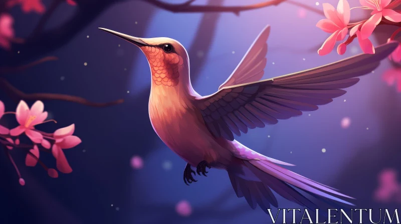 Graceful Hummingbird in Flight - Nature Artwork AI Image
