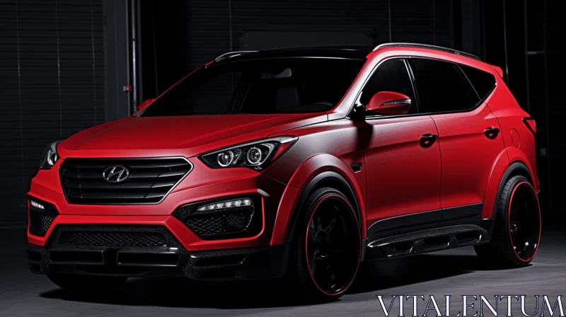 Red Hyundai SUV: Baroque-Influenced Precisionist Lines in Ultra HD AI Image