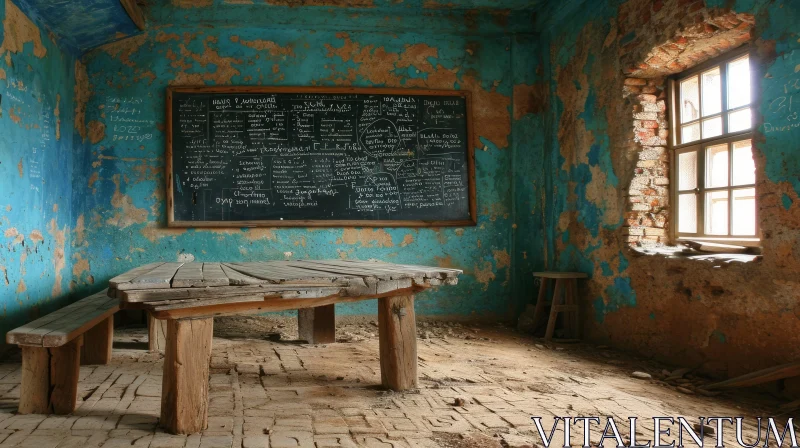 Abandoned Classroom in Rural School - Neglect and Decay AI Image