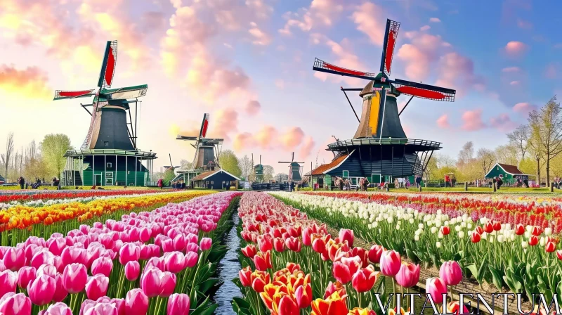 Breathtaking Tulip Field in the Netherlands AI Image