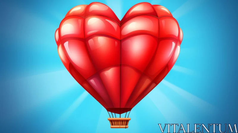 Charming Heart-Shaped Hot Air Balloon in Vector Style AI Image