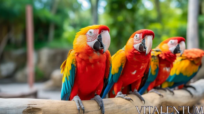 AI ART Colorful Macaws on Branch - Nature's Beauty