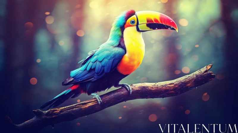 AI ART Colorful Toucan Perched on Jungle Branch