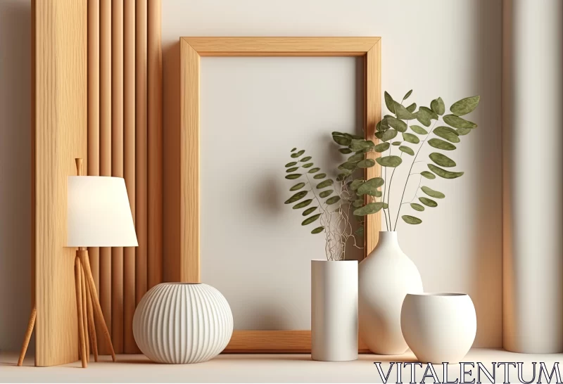 Wooden Photo Frames and Vases: Japanese-Inspired Design AI Image