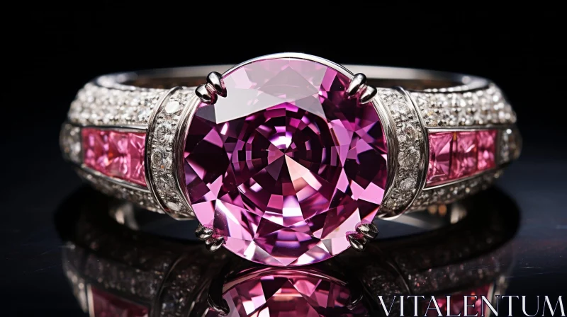 Exquisite Pink Sapphire Ring in White Gold AI Image