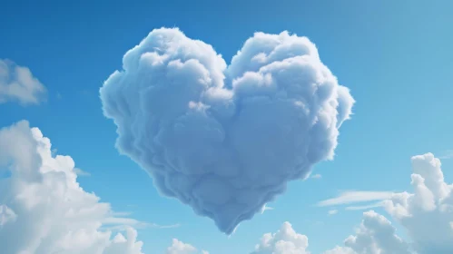 Heart-Shaped Cloud in Blue Sky - Serene Nature Image