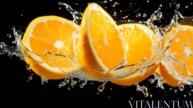 Sliced Orange with Water Droplets - High-Speed Photograph AI Image