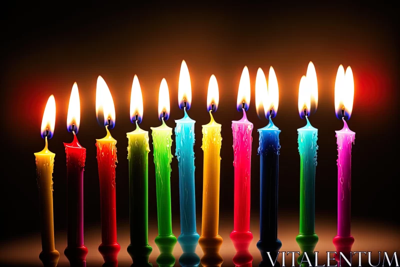 Vibrant and Colorful Candles on a Black Background AI Image