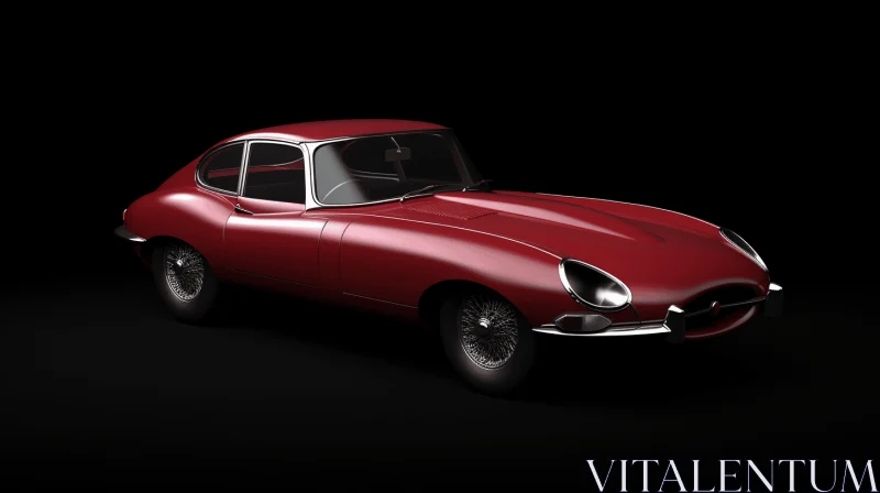 Elegant Classic Red Sports Car on Dark Backdrop | 1960s Inspired AI Image