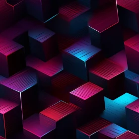 Glowing Neon Cubes Seamless Pattern - Abstract Background Design